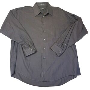 Villini Mens XL Dark Gray Pinstripe Long Sleeve Dress Shirt 100%‎ Cotton
